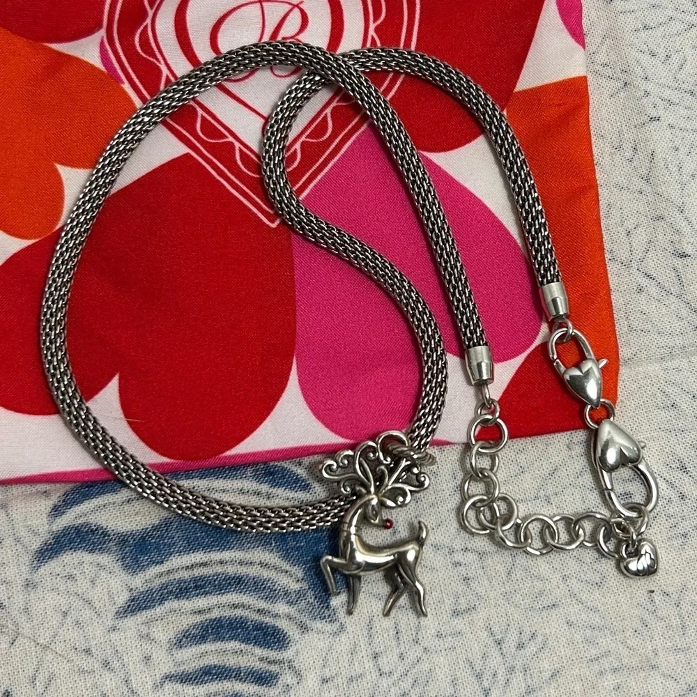 Brighton Beverly Glam Necklace & Reindeer Charm Silver Plated & Cloth Bag - Picture 8 of 13